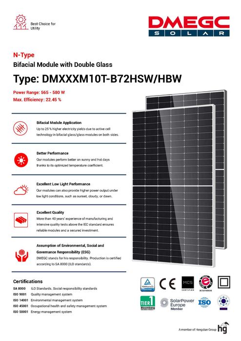 Painéis Solares DMEGC 580W — Novos e Selados!