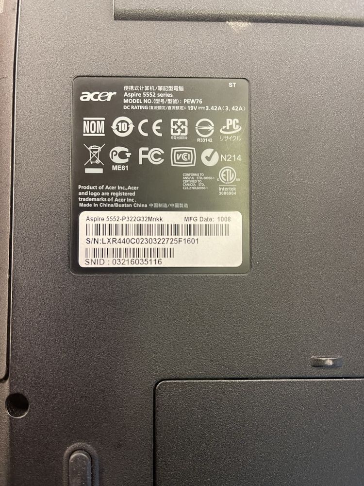 Ноутбук Acer Aspire 5552 на запчастини (розборка)