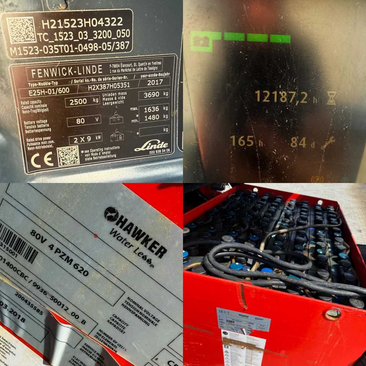 wózek widłowy elektryczny LINDE E25H-600 EVO chwytak Triplex 4.90m