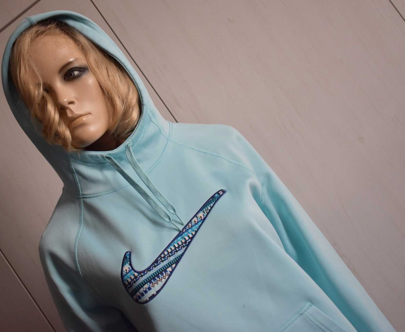 Bluza 38 M błękitna Nike z kapturem sportowa ocieplana kaptur trekking