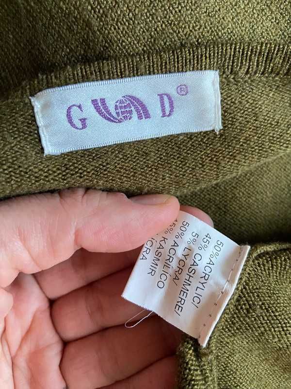 Xxxl gd kaszmir cashmere kardigan sweter khaki oliwkowy 44 42