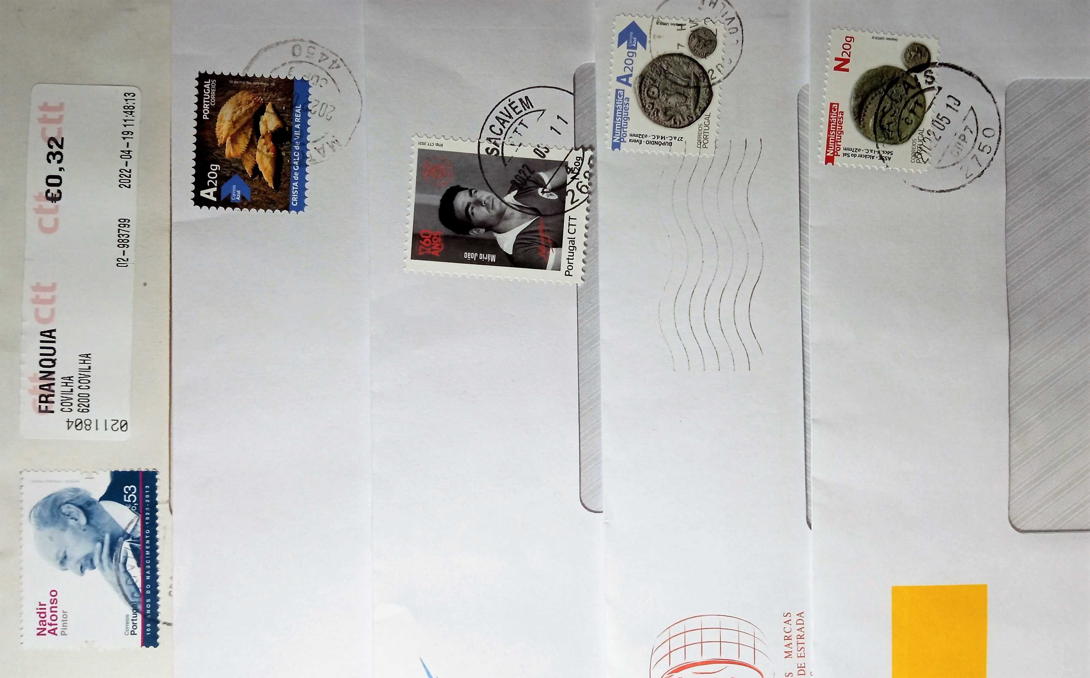 Selos em envelopes circulados