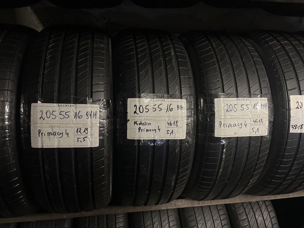 Opony letnie uzywane 205/55r16 montaz Łódź