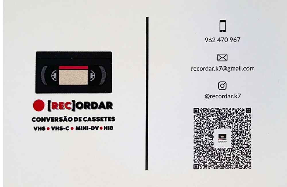 Conversão de Cassetes VHS / Mini DV / VHS-C / Hi8 para formato digital
