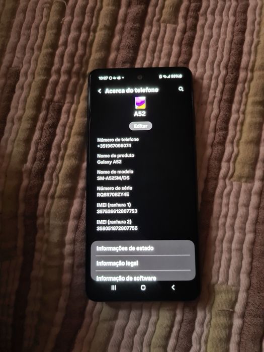 Tenh9 para venda este telemovel  samsung A 52