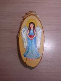 Obraz na drewnie Aniołek ręcznie malowany