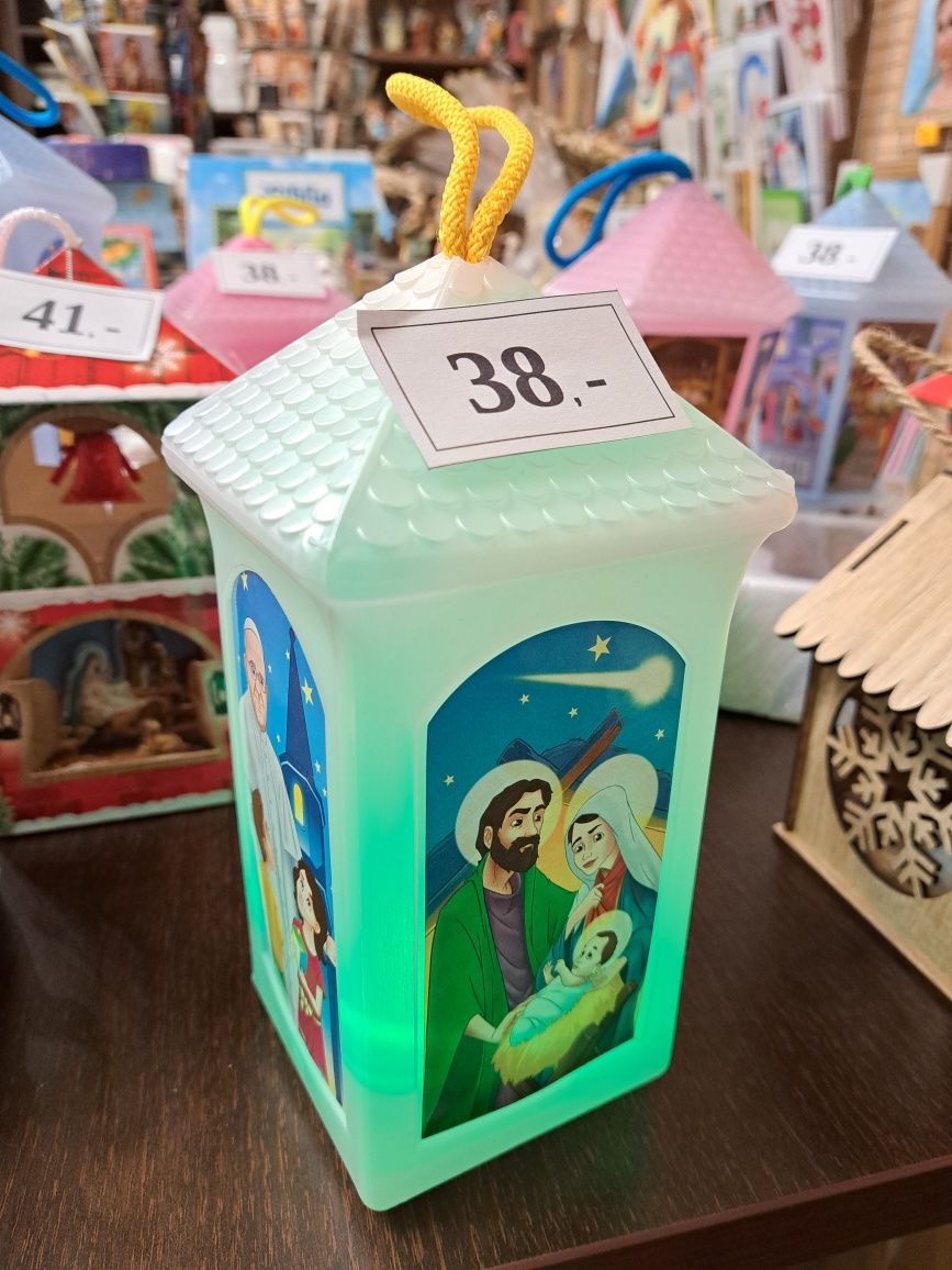 Lampion na roraty LED, trwały, cały z tworzywa, biały perłowy