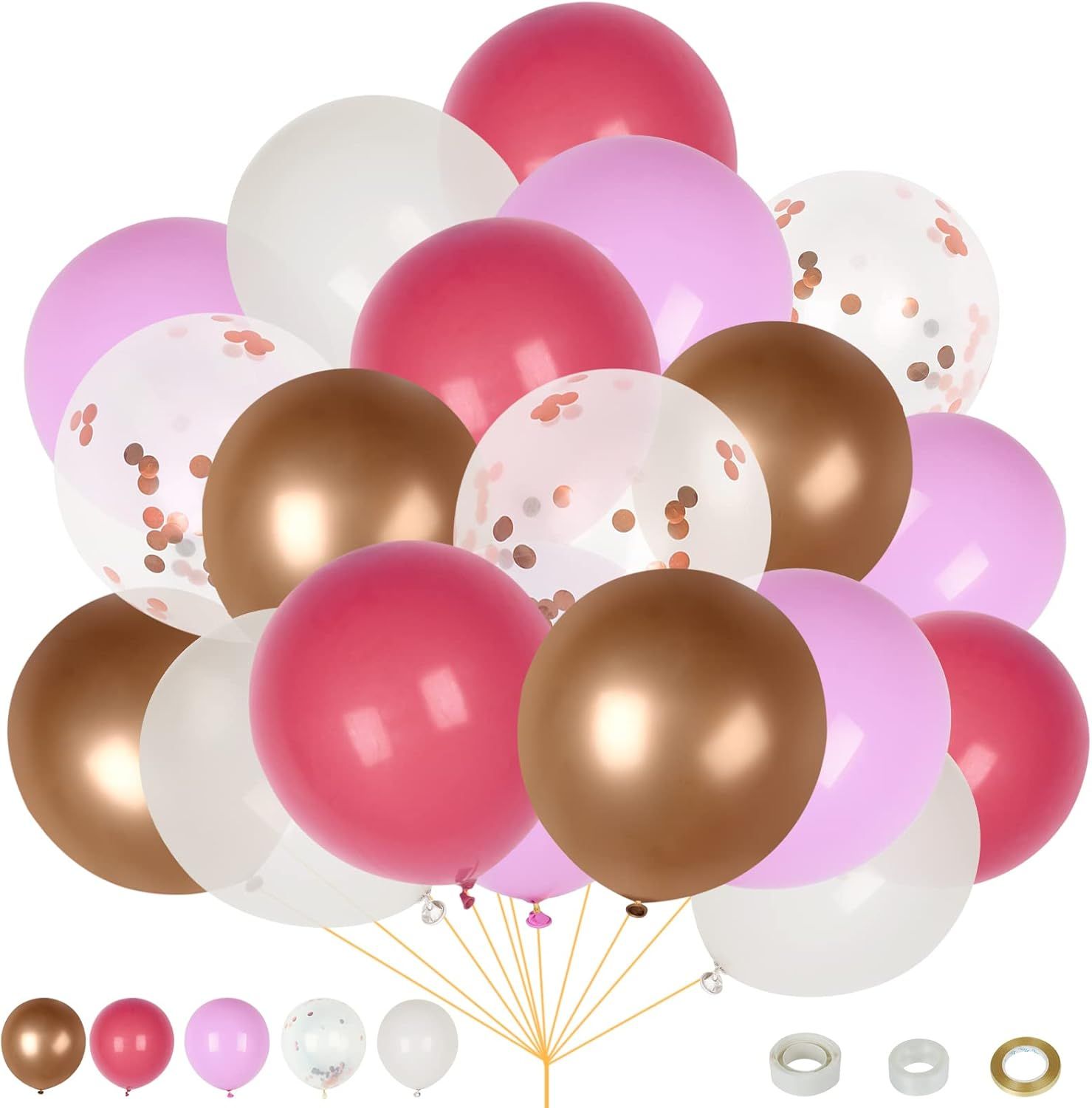 Zestaw 60 Balonów 30 cm Dekoracja na Urodziny i Imprezy Różowe i Białe