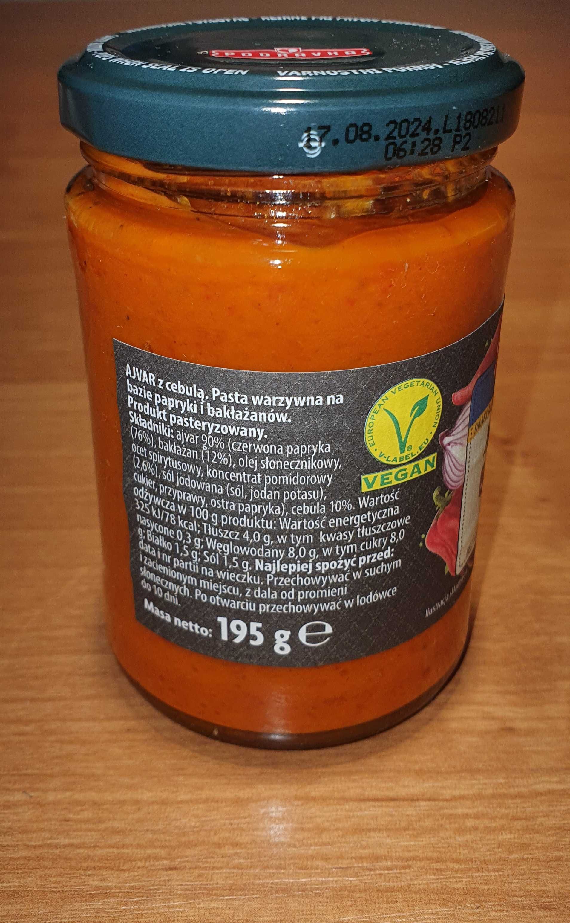 5x AJVAR z cebulką 195g, PODRAVKA, pasta na bazie papryki i bakłażanów