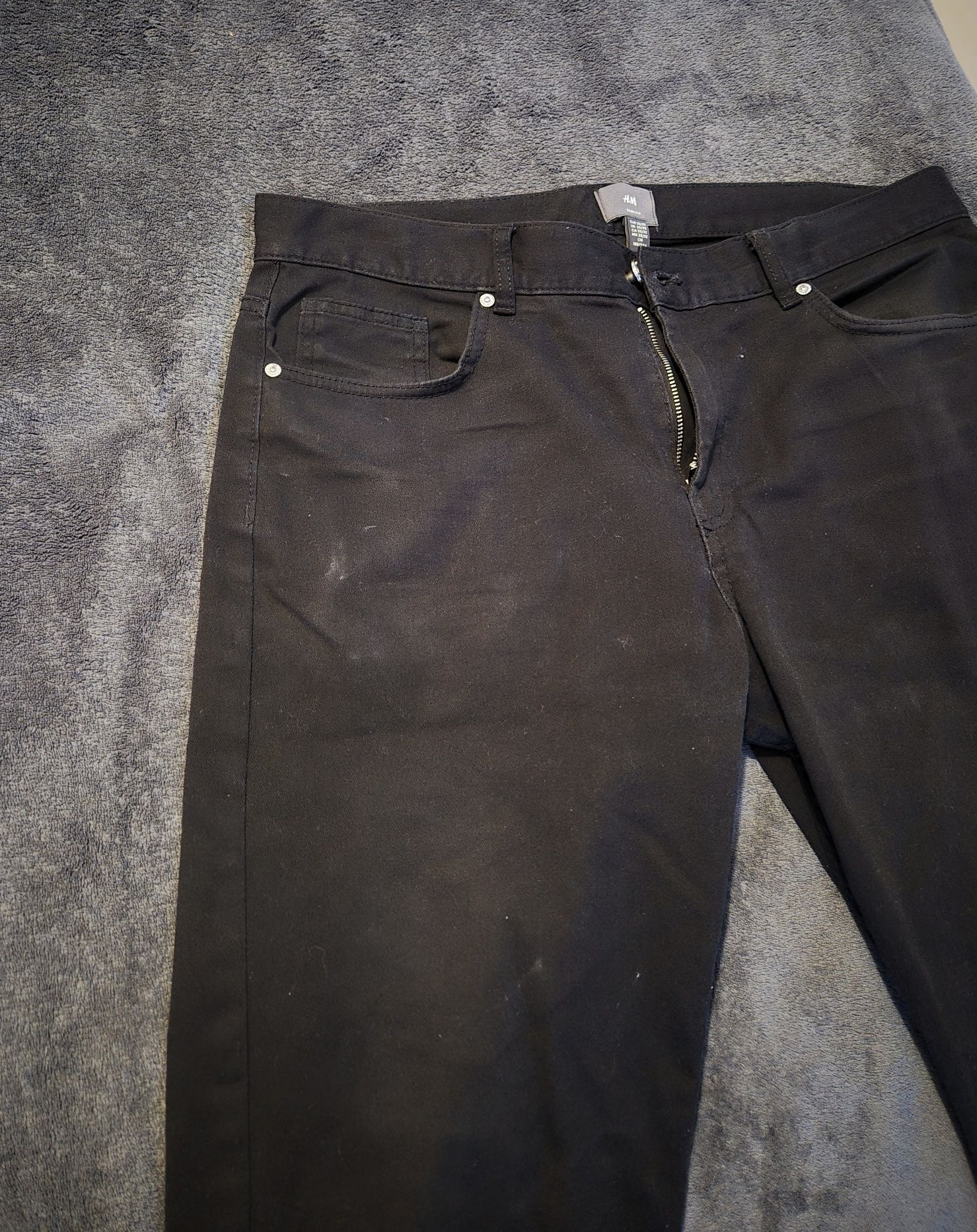 Spodnie jeansy czarne męskie H&M 98% bawełna