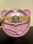 Prato + Talheres Urso Rosa NOVO