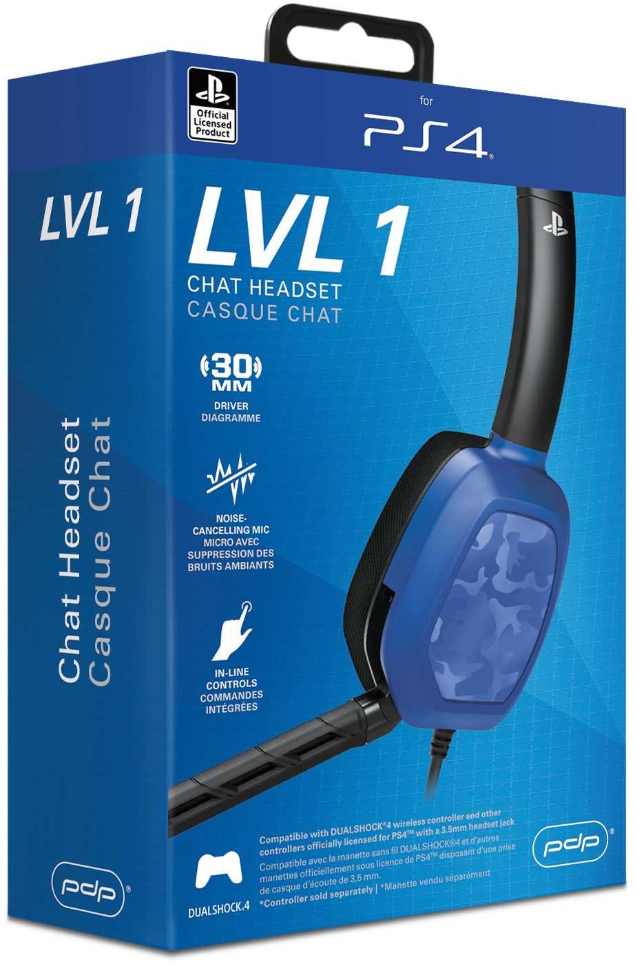 PDP Słuchawki PS5/PS4 Headset LvL.1 CHAT Blue Camo