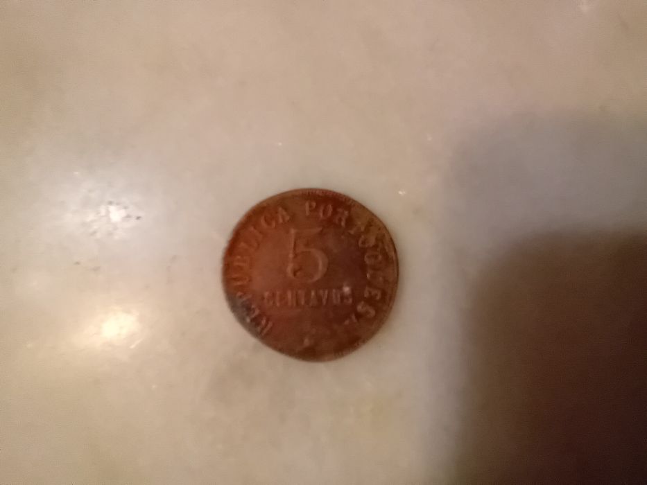 Moeda Antiga 5 Centavos Angola 1922