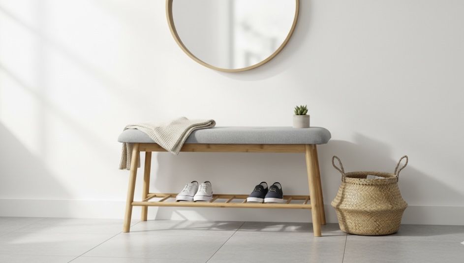 Banco em bambu - L90 x A45 x P34 cm