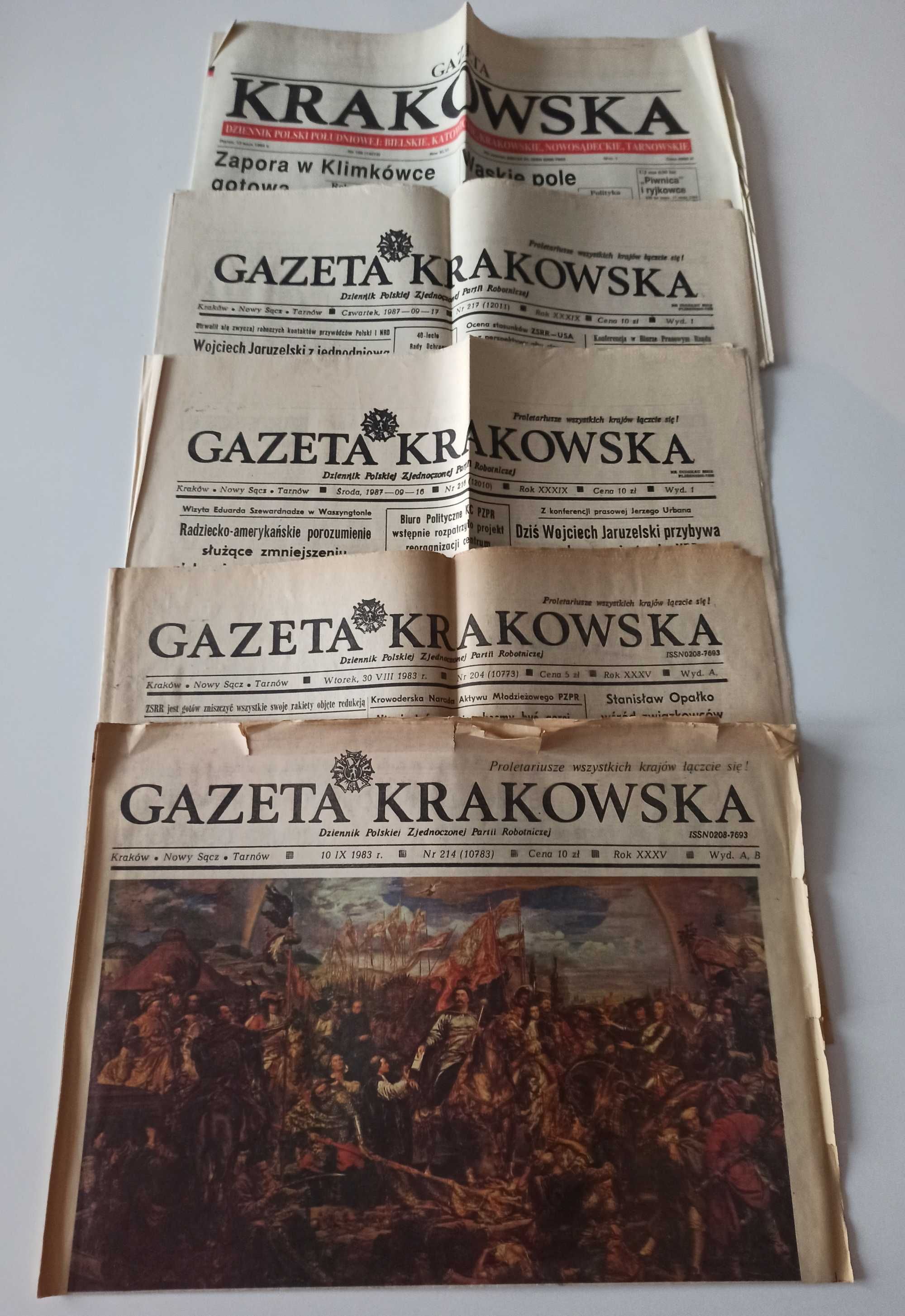 Gazeta Krakowska archiwalne numery 5 sztuk 1983/1987/1994