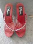 Czerwone high heels na koturnie, czerwono - transparentne 37