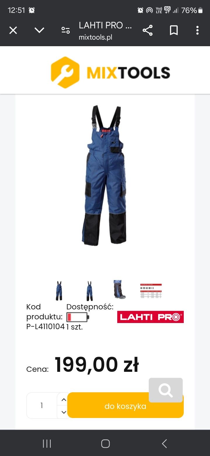 Spodnie ogrodniczki robocze ocieplane