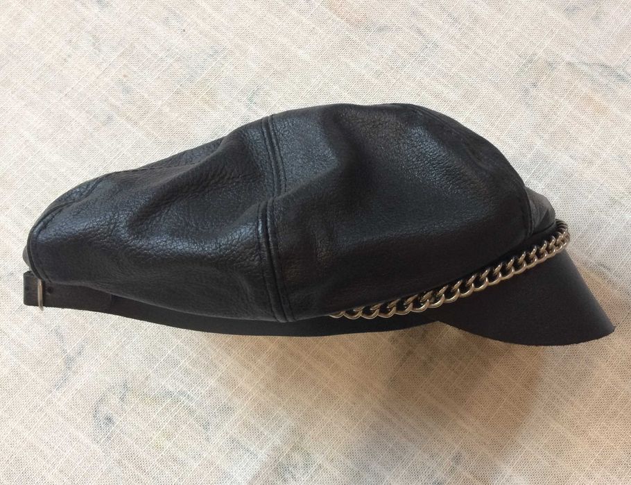 Шкіряна кепка шестиклинка biker cap, США (56/62)
