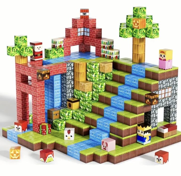 Магнітний конструктор minecraft 2*2 кубики 100 шт рандомні маинкрафт