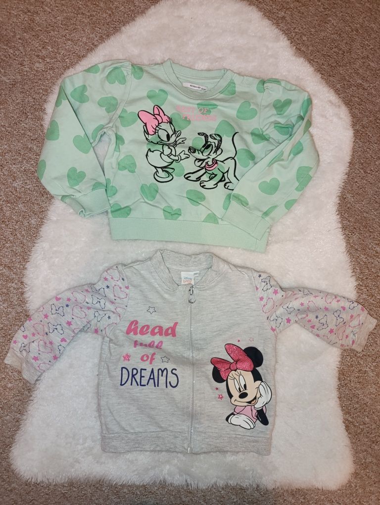 Zestaw czterech bluz H&M, Reserved i Disney  dla dziewczynki r. 80