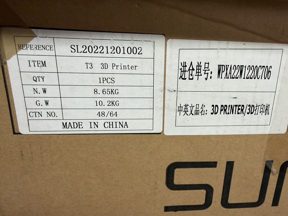 Drukarka 3d Sunlu T3 nówka otwarta do zdjęć idealna na mikolaja