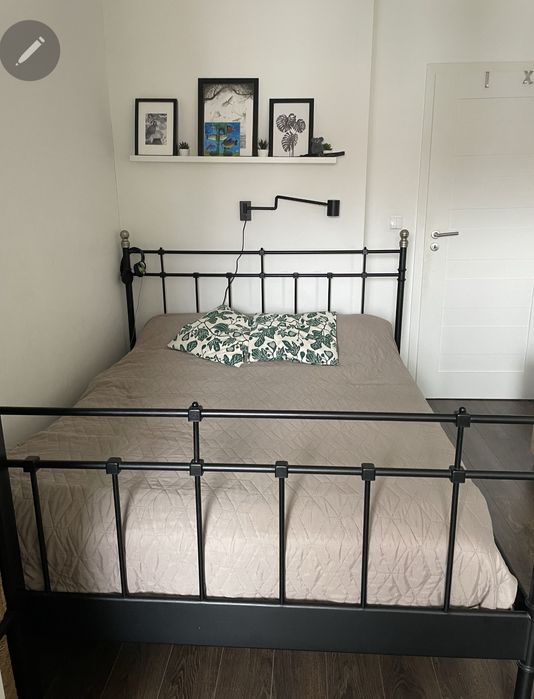 Łóżko dwuosobowe z materacem ortopedycznym 140x200 Ikea