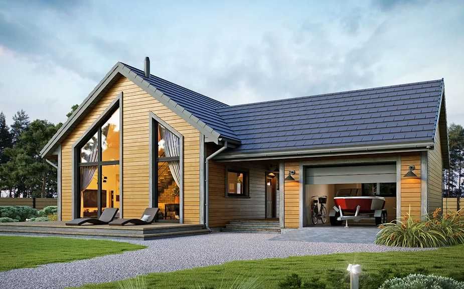Projekt domu drewnianego całorocznego Erna 4 - 70m2