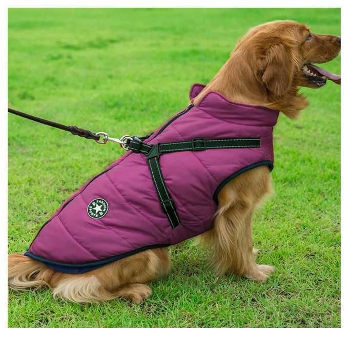 Zimowa Kurtka dla Psa z Uprzężą | Rozmiar S | Wodoodporna Ciepła