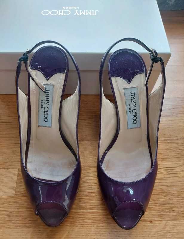 Jimmy Choo fioletowe skorzane czolenka 36
