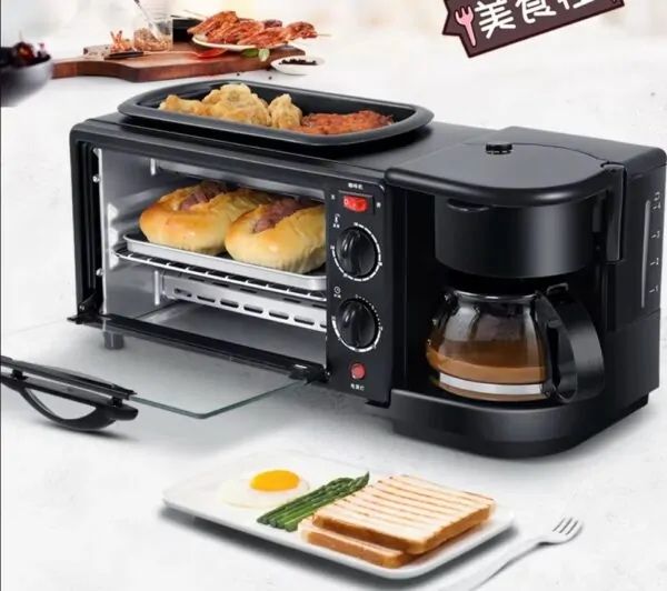 Машина для сніданку електрична 3 в 1 Піч, Кавоварка, Сковорода