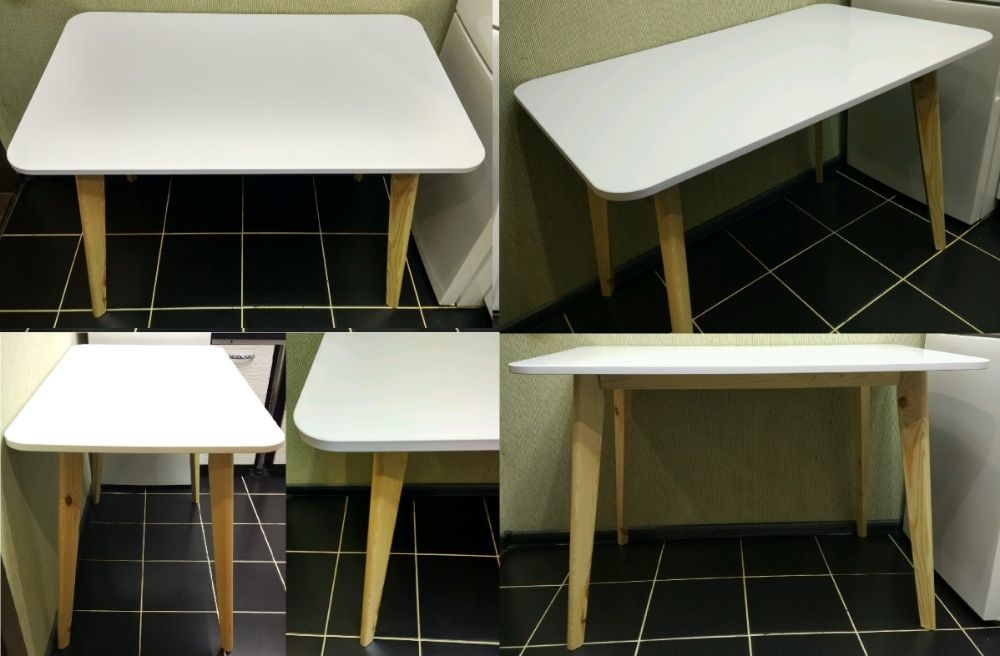 СТОЛ БЕЛЫЙ Мягкий Квадрат с Закругленными Углами Кухонный Обеденный