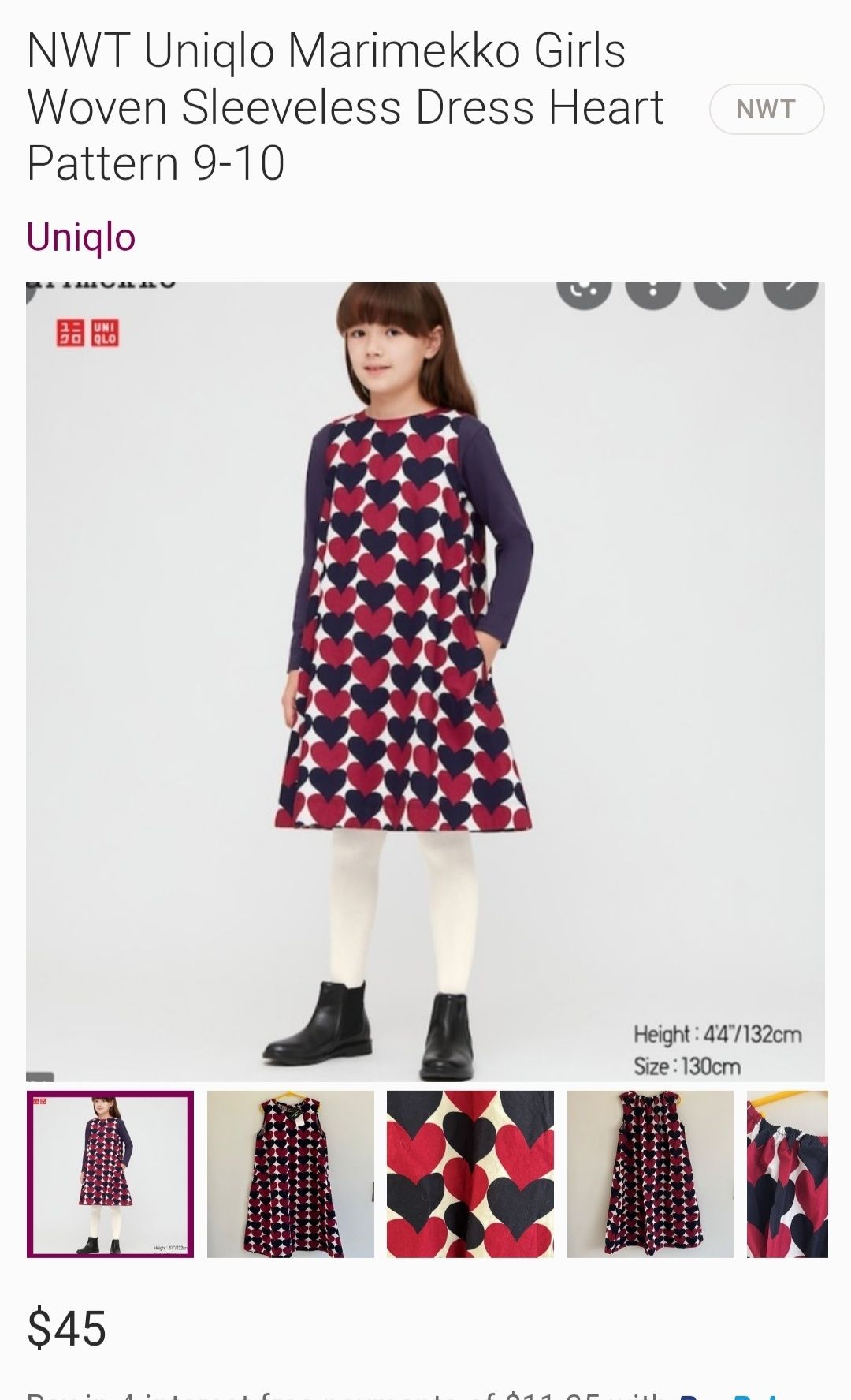 Платье Uniqlo 5-6-7 лет, сарафан для девочки, летнее, хлопок