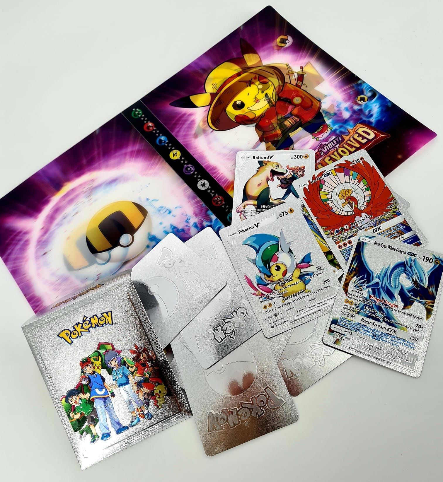 Nowy super zestaw album 3D A5 na karty Pokemon + srebrne karty Pokemon