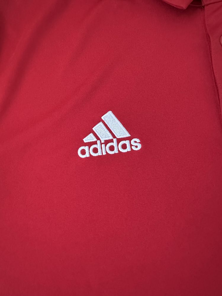 Czerwona koszulka z kolnierzykiem polo Adidas rozmiar XL męska
