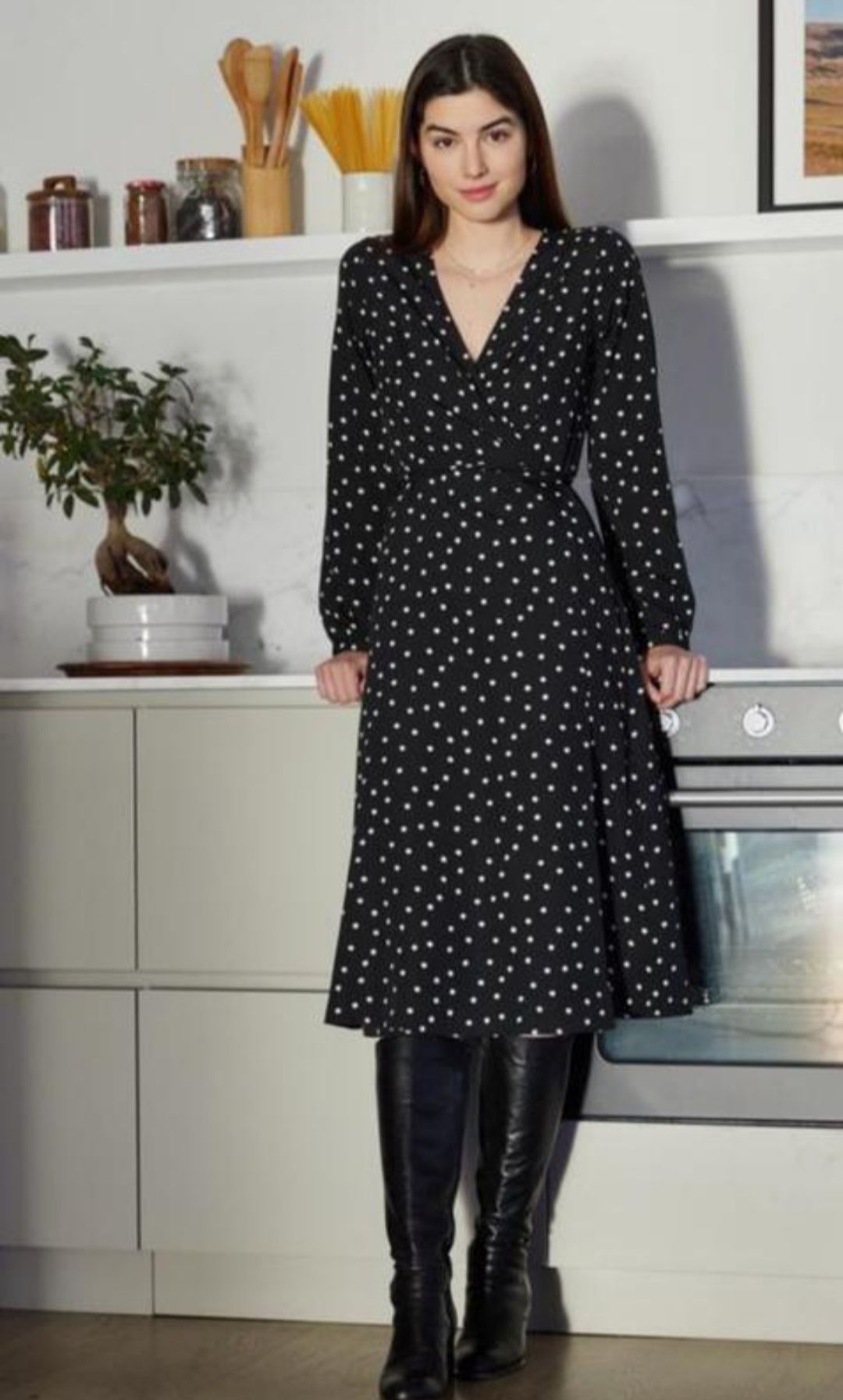 Сукня міді плаття на запах в горошок Uniqlo s, m, l, XL
