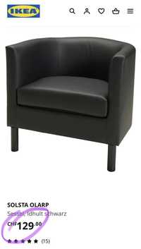 10x fotel klubowy Solsta Olarp Ikea czarny eko skóra model wyprzedany!