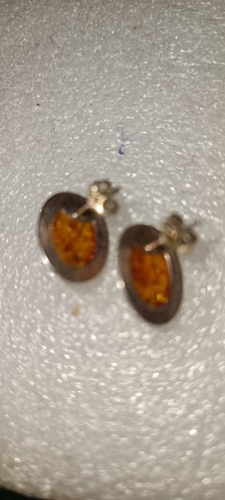 Piękne kolczyki srebro burszyn