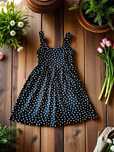 Nowa sukienka pin-up retro granat groszki vintage M koktajlowa wiskoza