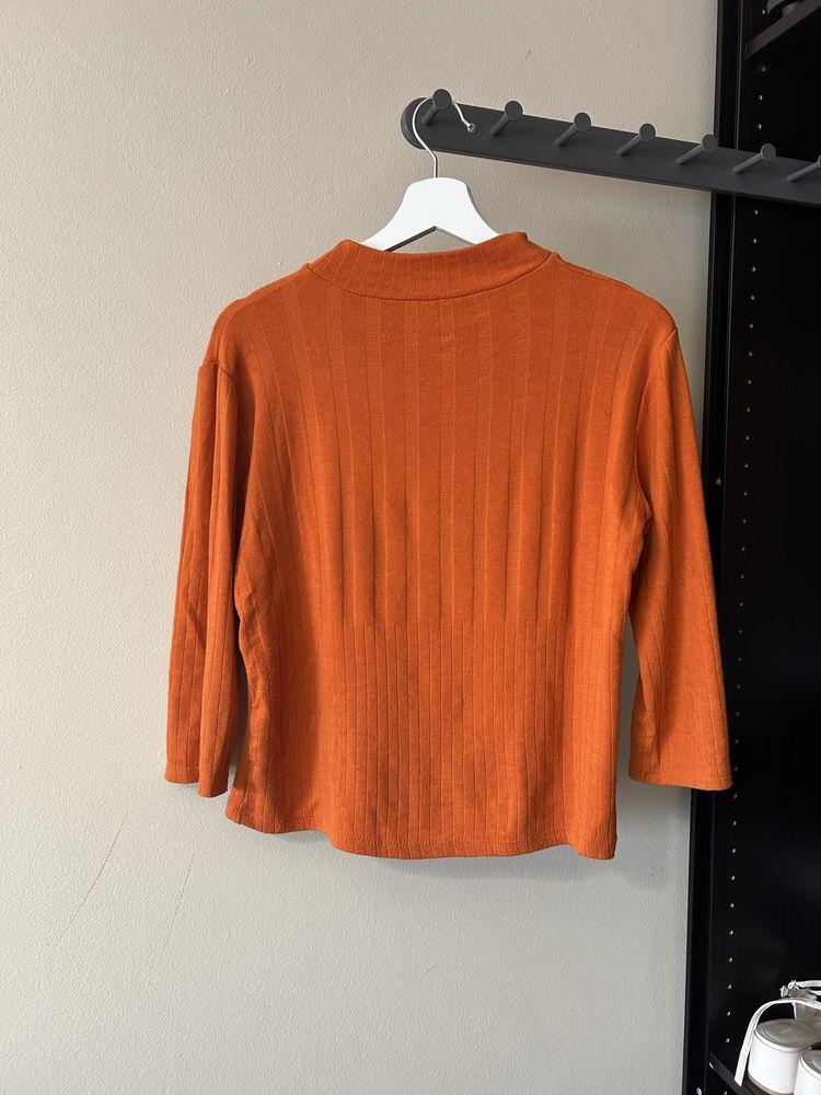 Camisola manga 3/4 meia gola laranja stradivarius