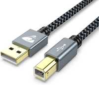 Kabel do drukarki USB A - USB B pleciony ozdobny 2m pozłacane Premium