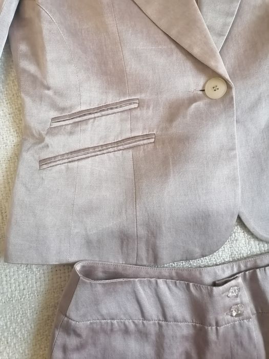 Garnitur, elegancki, satynowy,  kawa z mlekiem, rozmiar 38/,S/małe M