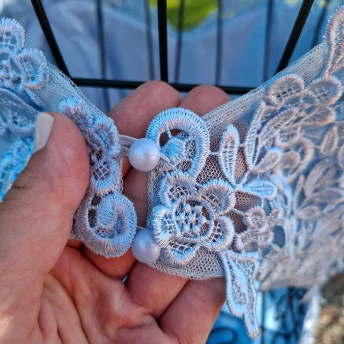 Długa Maxi Suknia błękitna jasnoniebieska baby blue r 42 Apart