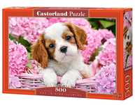 Puzzle Pup In Pink Flowers 500