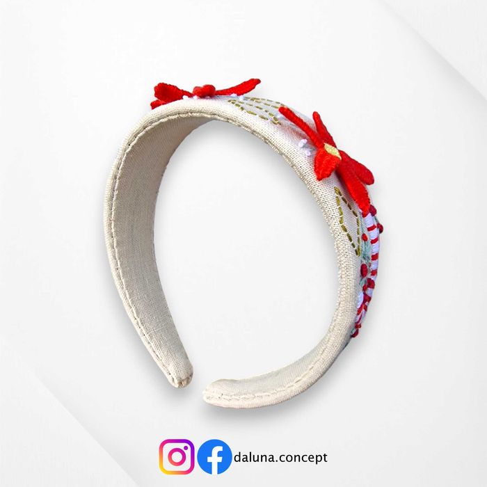 3D Hand embroidered headband - Christmas theme