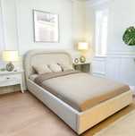 Stylowe obłe łóżko tapicerowane boucle  Olivia 100,120,140,160,180,200