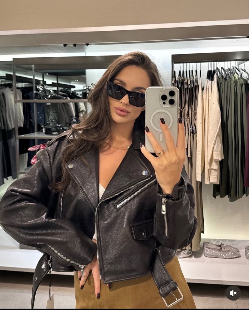 Шкірянка ZARA, косуха ZARA шоколад, шоколадна косуха