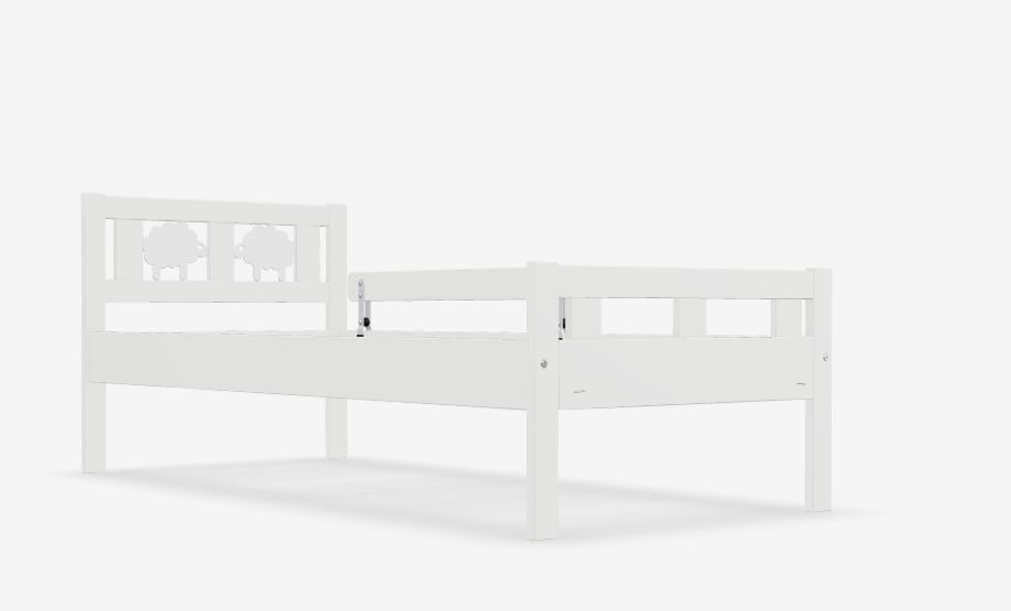 Cama de criança, com estrado ripado e colchão. 70x160cm