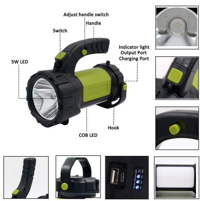 Ручной фонарь Henoyue T-80 мультифункциональный c павербанком