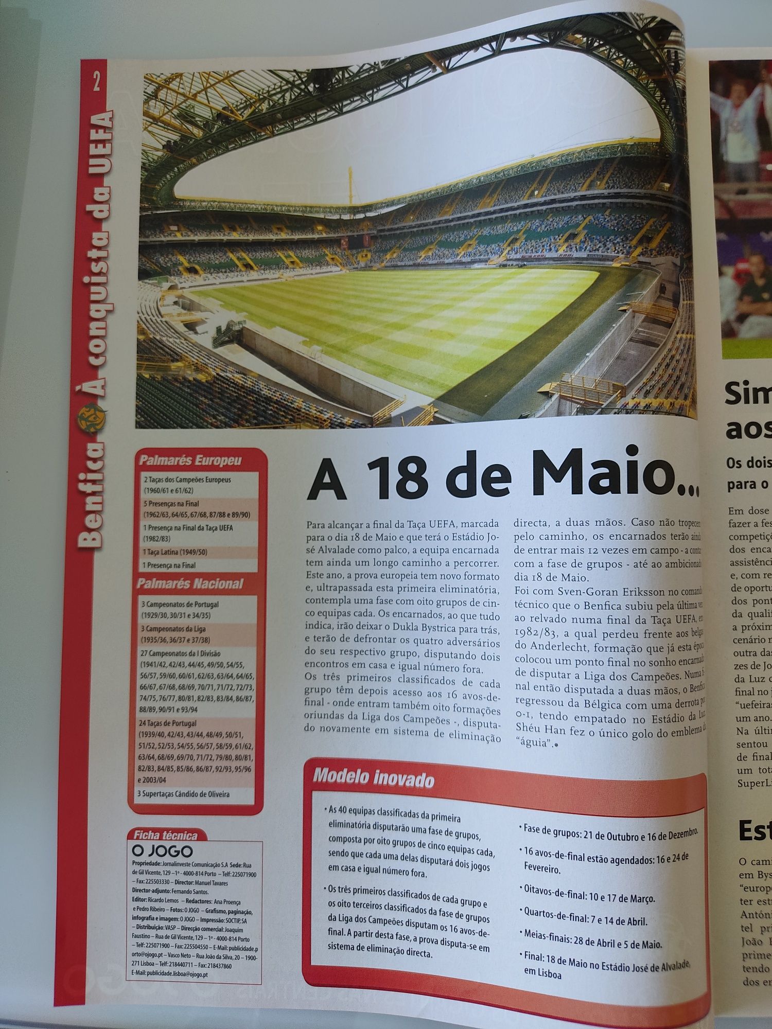 Programa Benfica Dukla Banska Bystrica UEFA 2004/2005
