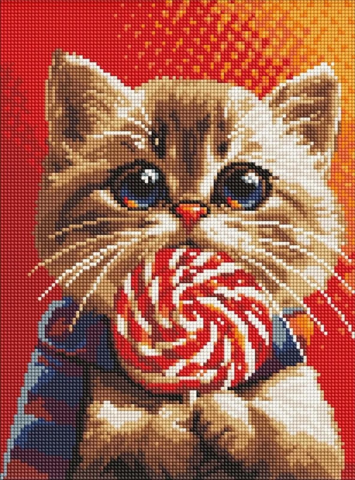 Diamentowa mozaika - Kot z cukierkami 30x40cm Ideyka ,400x300 mm